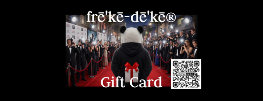 Gift card with a person on a red carpet and 'fre'ke-de'ke' branding.